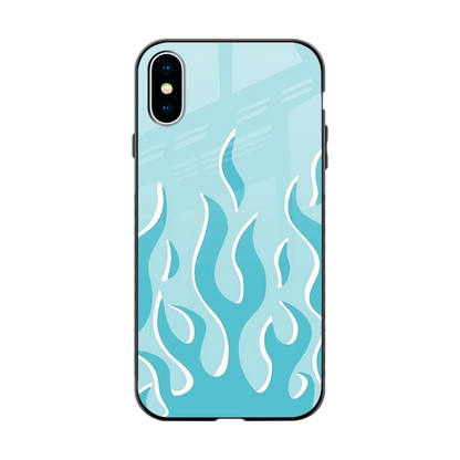 Y2K Retro Blue Flames back phone cover | glass case for iphone x