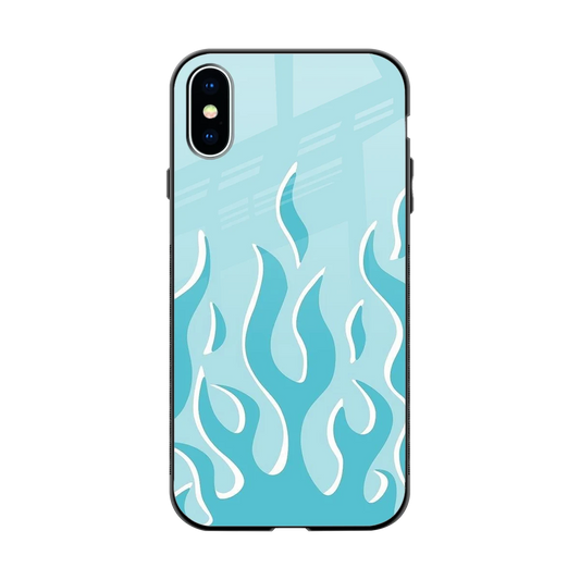 Y2K Retro Blue Flames back phone cover | glass case for iphone xs