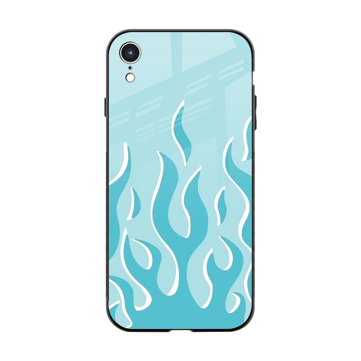 Y2K Retro Blue Flames back phone cover | glass case for iphone xr