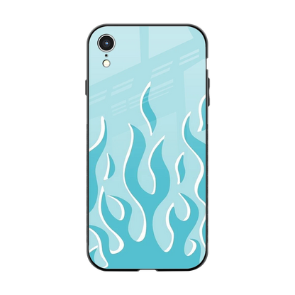 Y2K Retro Blue Flames back phone cover | glass case for iphone xr