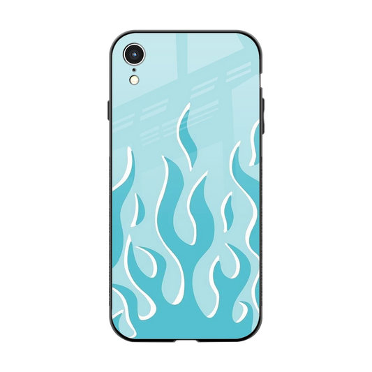 Y2K Retro Blue Flames back phone cover | glass case for iphone xr