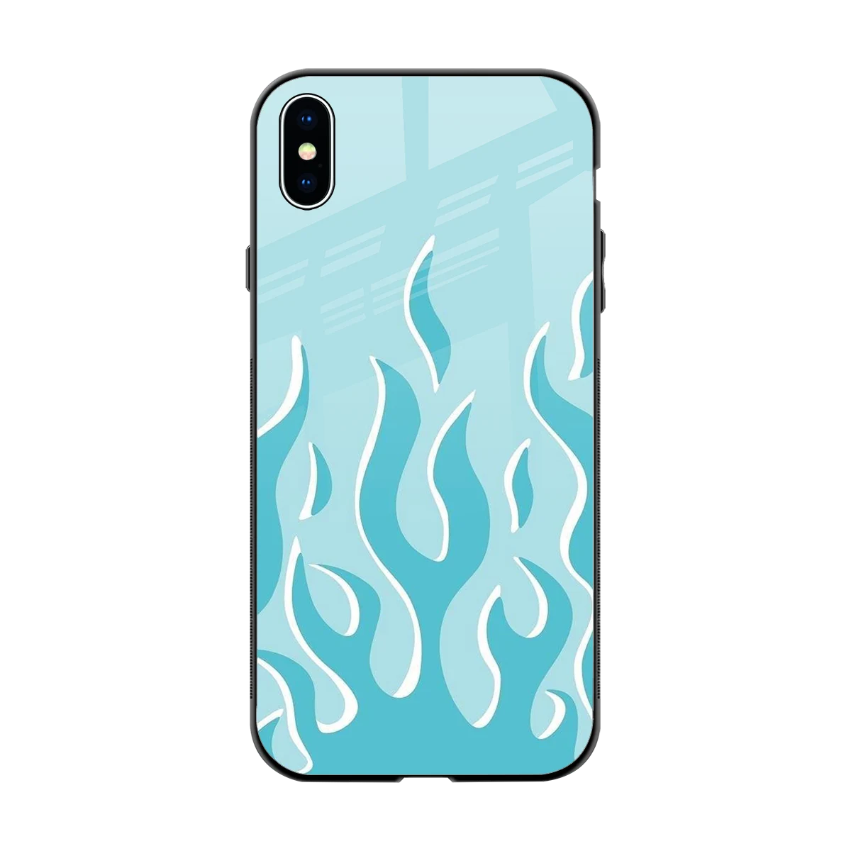 Y2K Retro Blue Flames back phone cover | glass case for iphone xs max
