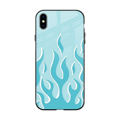 Y2K Retro Blue Flames back phone cover | glass case for iphone xs max