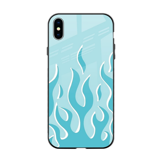 Y2K Retro Blue Flames back phone cover | glass case for iphone xs max