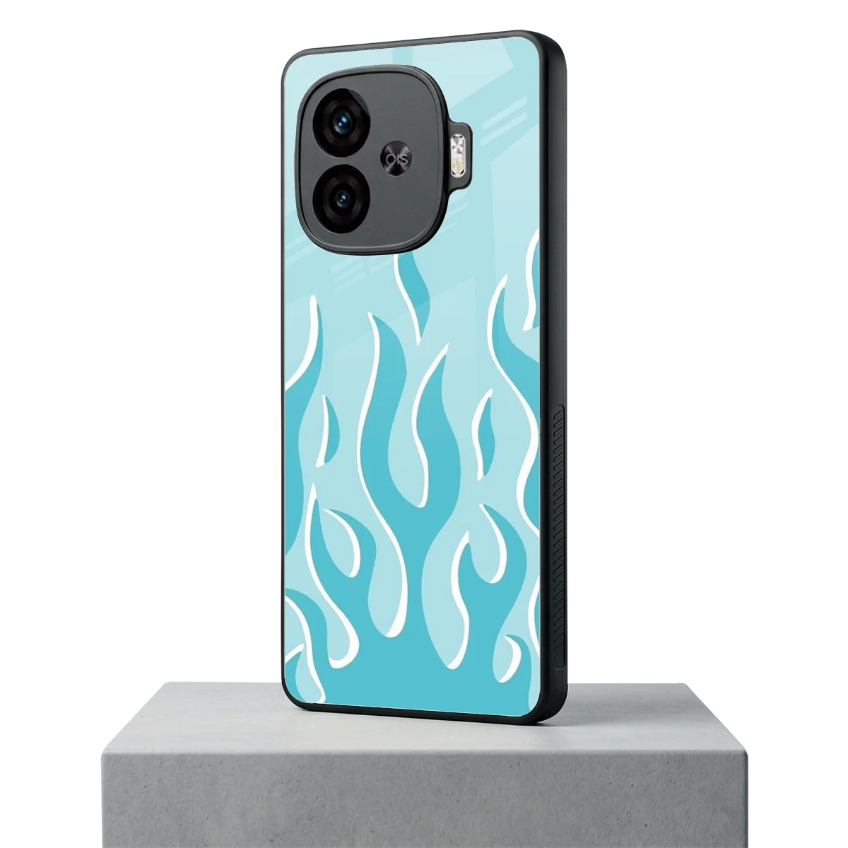 Y2K Retro Blue Flames iqoo neo 10r 5g mobile cover | shockproof glass phone case