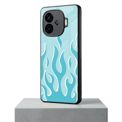 Y2K Retro Blue Flames iqoo neo 10r 5g mobile cover | shockproof glass phone case