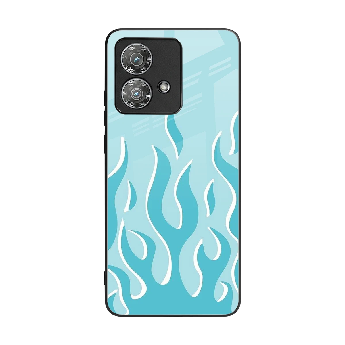 Y2K Retro Blue Flames back phone cover | glass case for motorola edge 40 neo 5g