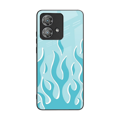 Y2K Retro Blue Flames back phone cover | glass case for motorola edge 40 neo 5g