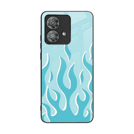 Y2K Retro Blue Flames back phone cover | glass case for motorola edge 40 neo 5g