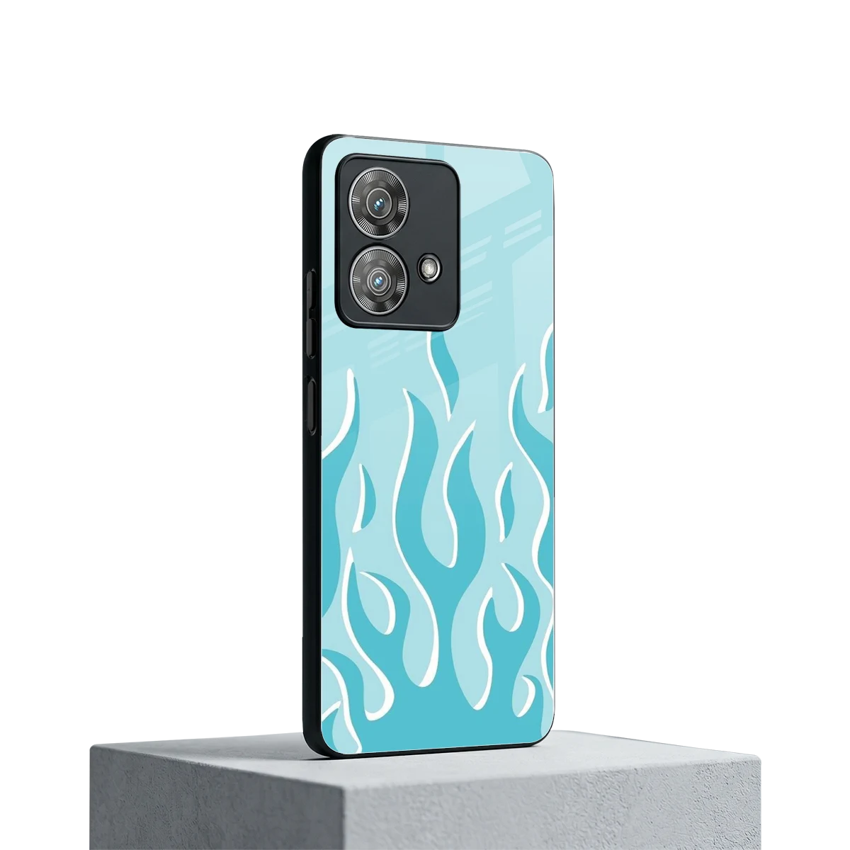 Y2K Retro Blue Flames motorola edge 40 neo 5g mobile cover | shockproof glass phone case