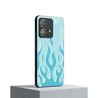 Y2K Retro Blue Flames motorola edge 40 neo 5g mobile cover | shockproof glass phone case