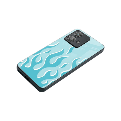 Y2K Retro Blue Flames stylish phone case for motorola edge 40 neo 5g | glossy glass and slim fit