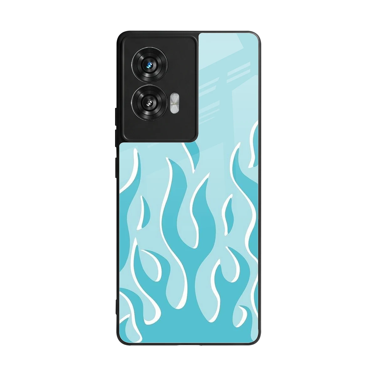 Y2K Retro Blue Flames back phone cover | glass case for motorola edge 50 fusion
