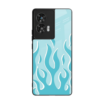 Y2K Retro Blue Flames back phone cover | glass case for motorola edge 50 fusion