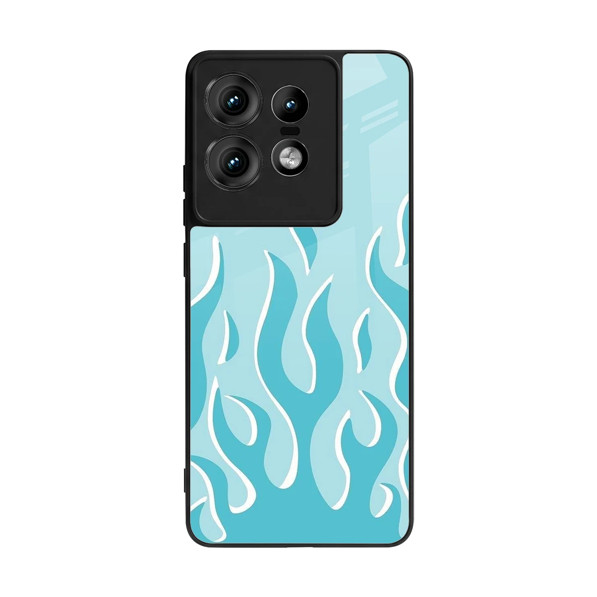 Y2K Retro Blue Flames back phone cover | glass case for motorola edge 50 pro