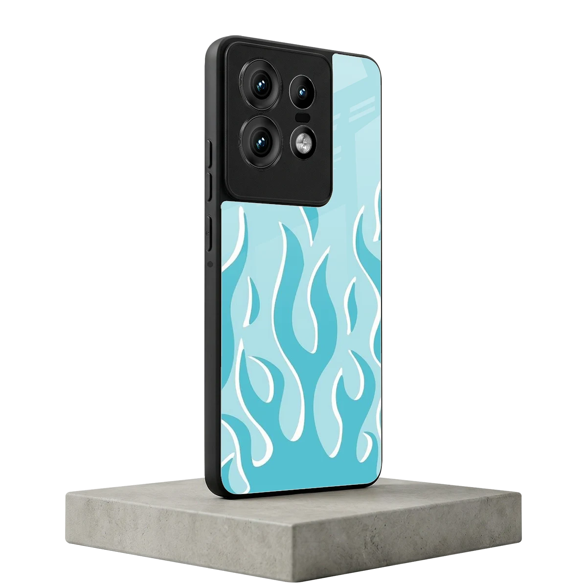 Y2K Retro Blue Flames motorola edge 50 pro mobile cover | shockproof glass phone case