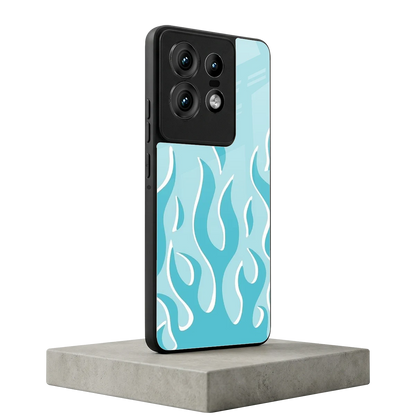 Y2K Retro Blue Flames motorola edge 50 pro mobile cover | shockproof glass phone case