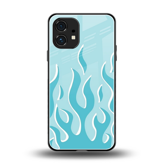 Y2K Retro Blue Flames back phone cover | glass case for nothing phone 1