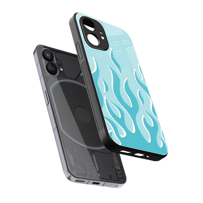 Y2K Retro Blue Flames sleek nothing phone 1 cover with tempered glass back and TPU edges