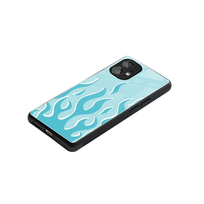 Y2K Retro Blue Flames stylish phone case for nothing phone 1 | glossy glass and slim fit