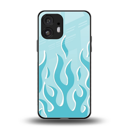Y2K Retro Blue Flames back phone cover | glass case for nothing phone 2