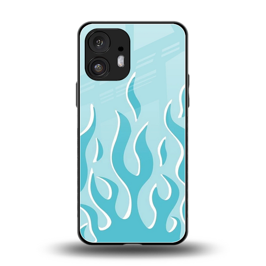 Y2K Retro Blue Flames back phone cover | glass case for nothing phone 2