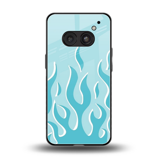 Y2K Retro Blue Flames back phone cover | glass case for nothing phone 2a