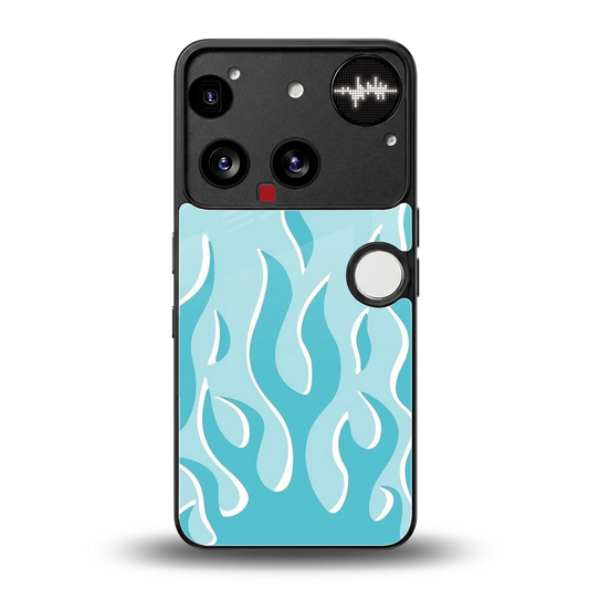 Y2K Retro Blue Flames back phone cover | glass case for nothing phone 3