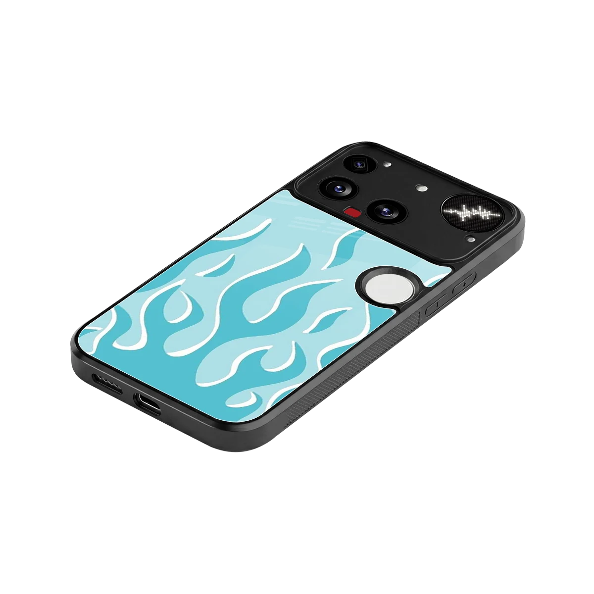 Y2K Retro Blue Flames stylish phone case for nothing phone 3 | glossy glass and slim fit