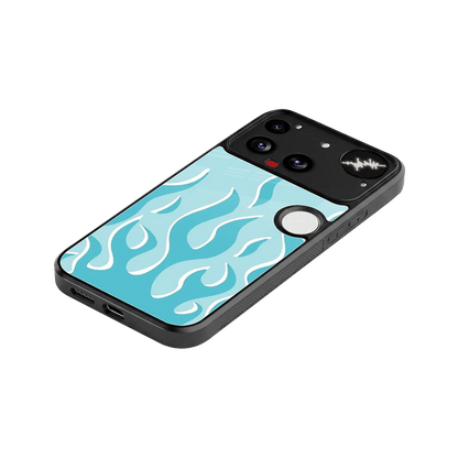 Y2K Retro Blue Flames stylish phone case for nothing phone 3 | glossy glass and slim fit