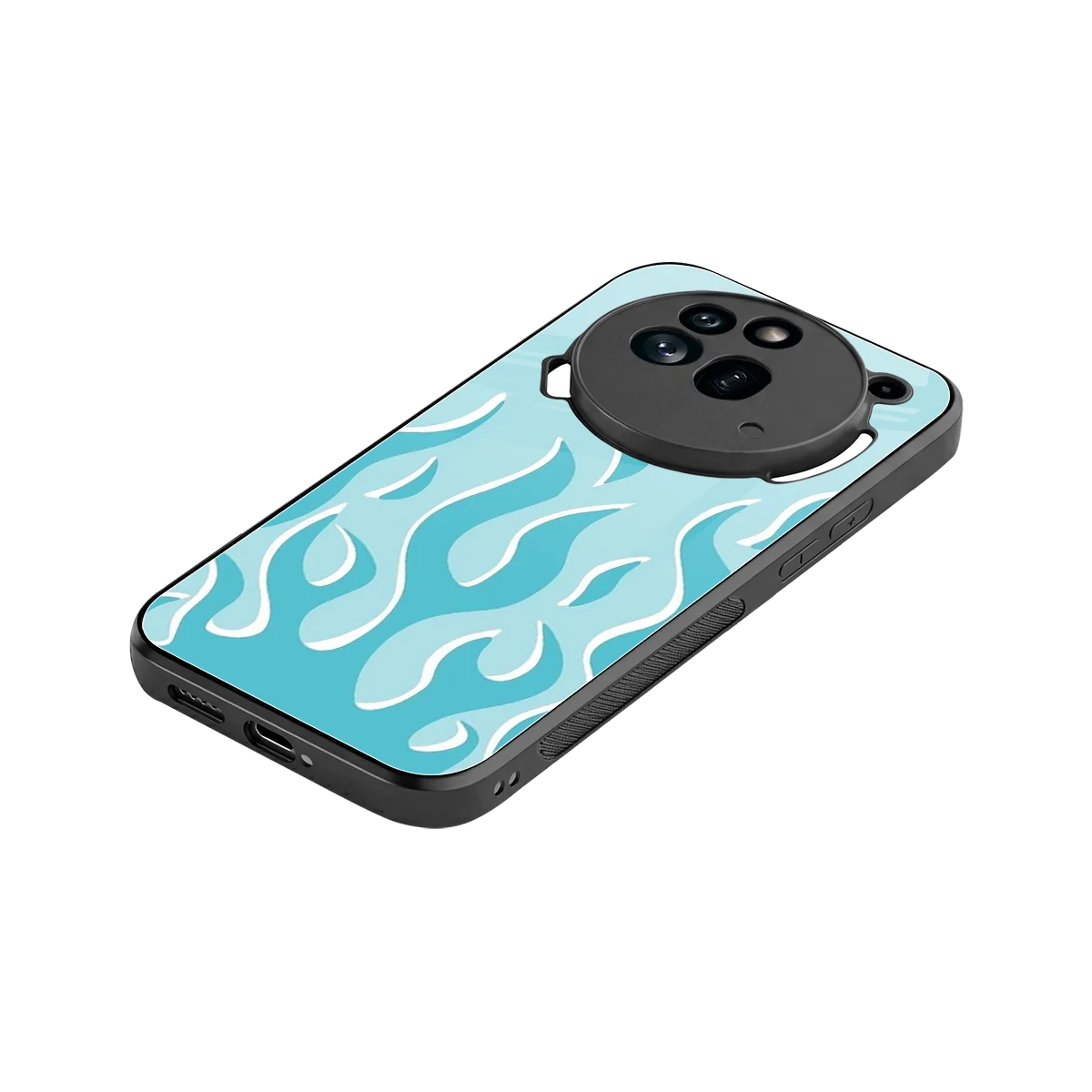 Y2K Retro Blue Flames stylish phone case for nothing phone 3a pro | glossy glass and slim fit