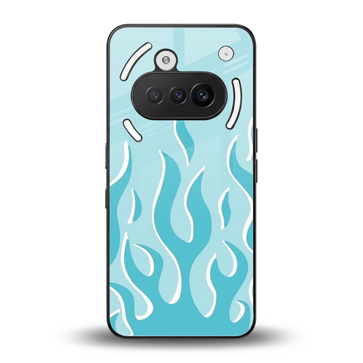 Y2K Retro Blue Flames back phone cover | glass case for nothing phone 3a