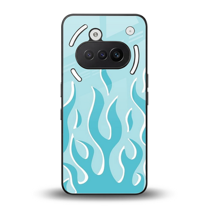 Y2K Retro Blue Flames back phone cover | glass case for nothing phone 3a