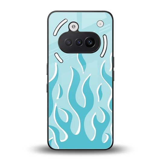 Y2K Retro Blue Flames back phone cover | glass case for nothing phone 3a