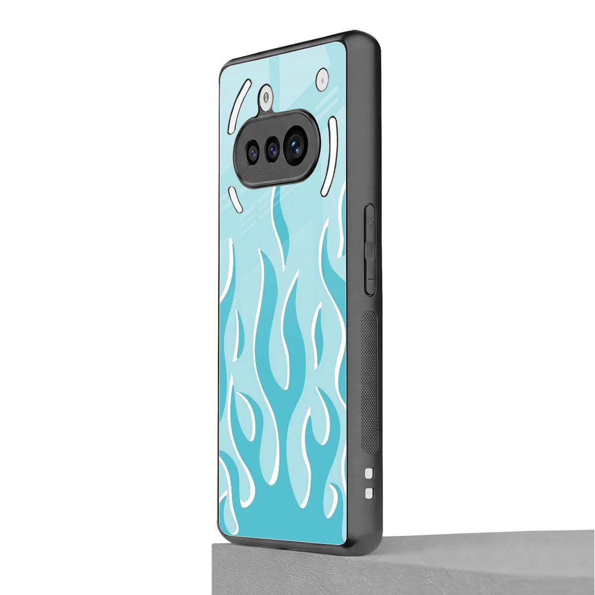 Y2K Retro Blue Flames nothing phone 3a mobile cover | shockproof glass phone case