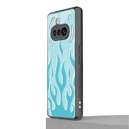 Y2K Retro Blue Flames nothing phone 3a mobile cover | shockproof glass phone case