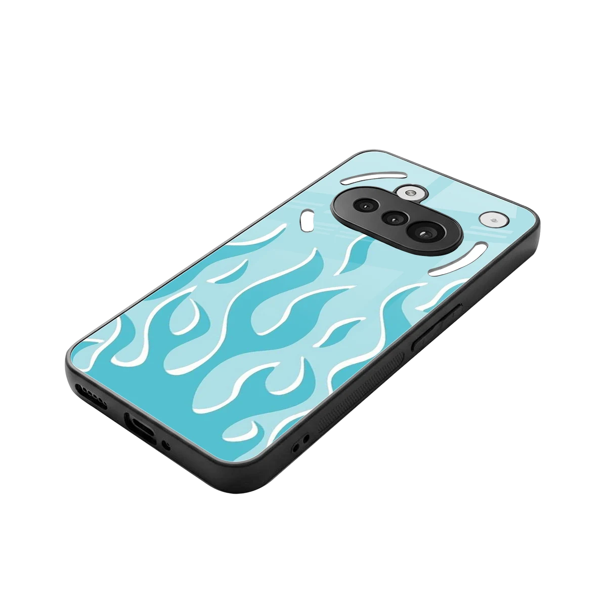 Y2K Retro Blue Flames stylish phone case for nothing phone 3a | glossy glass and slim fit