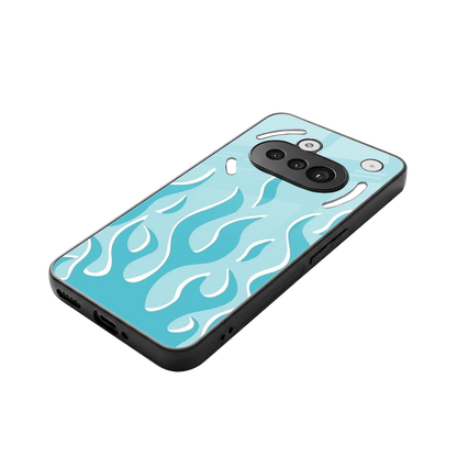 Y2K Retro Blue Flames stylish phone case for nothing phone 3a | glossy glass and slim fit