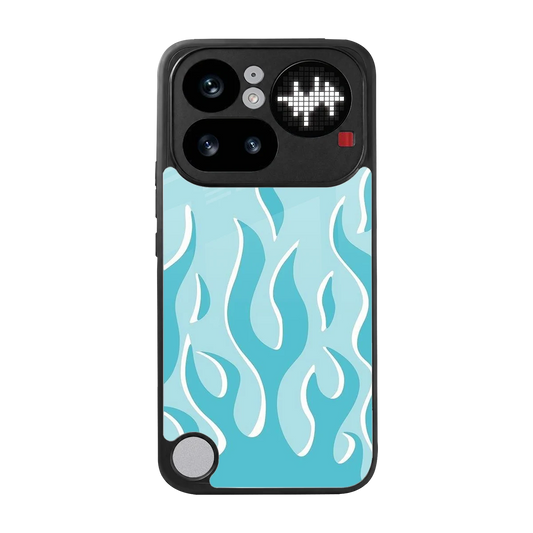 Y2K Retro Blue Flames back phone cover | glass case for nothing phone 4a pro