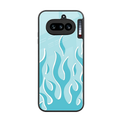 Y2K Retro Blue Flames back phone cover | glass case for nothing phone 4a