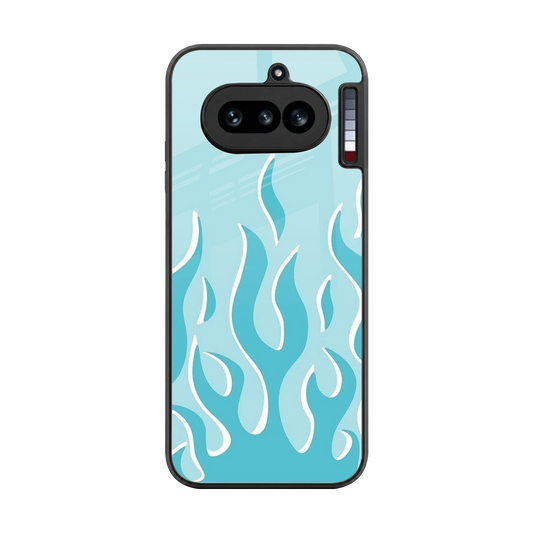 Y2K Retro Blue Flames back phone cover | glass case for nothing phone 4a