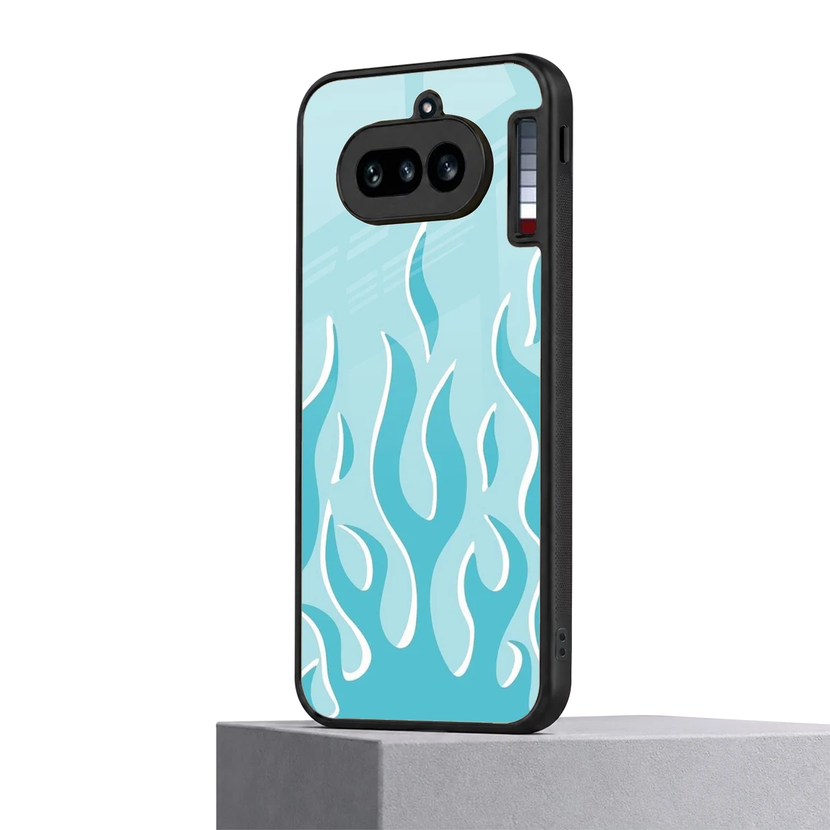 Y2K Retro Blue Flames nothing phone 4a mobile cover | shockproof glass phone case