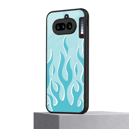 Y2K Retro Blue Flames nothing phone 4a mobile cover | shockproof glass phone case