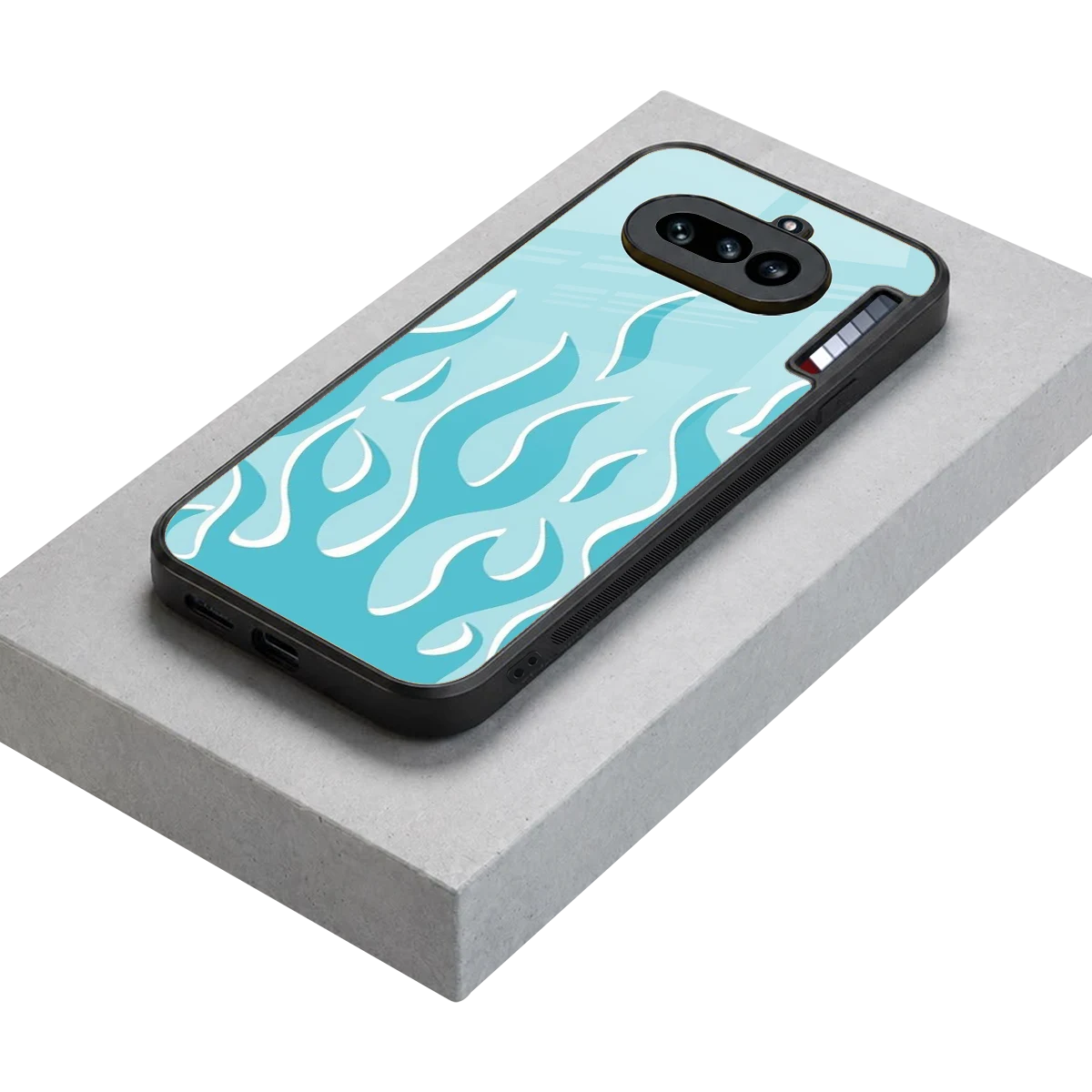 Y2K Retro Blue Flames stylish phone case for nothing phone 4a | glossy glass and slim fit
