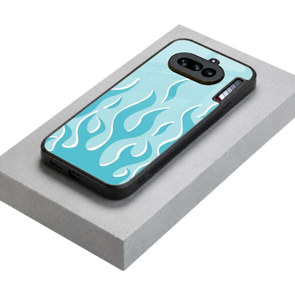 Y2K Retro Blue Flames stylish phone case for nothing phone 4a | glossy glass and slim fit