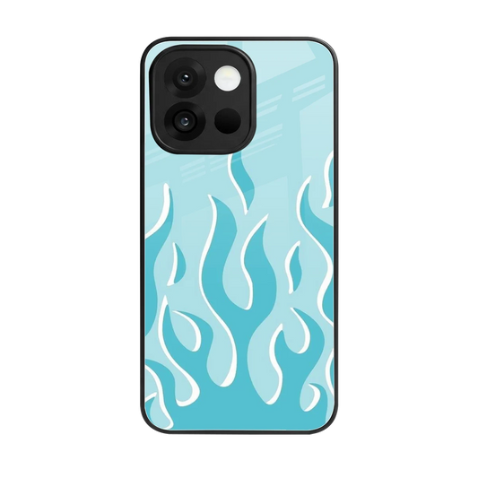 Y2K Retro Blue Flames back phone cover | glass case for oneplus 13s