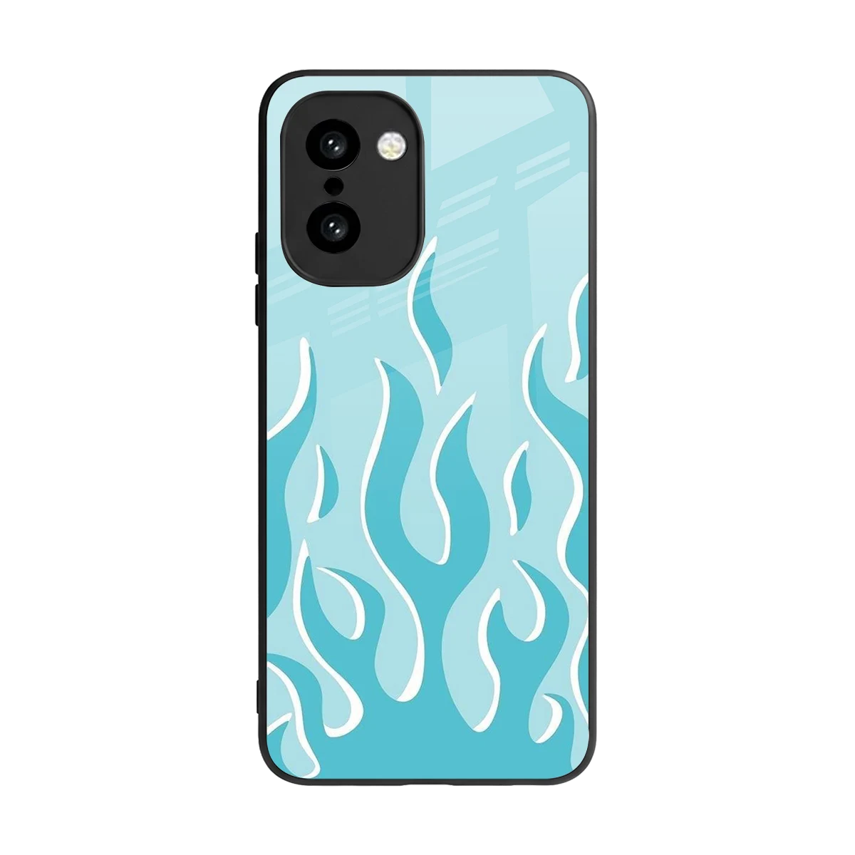 Y2K Retro Blue Flames back phone cover | glass case for oneplus 15r