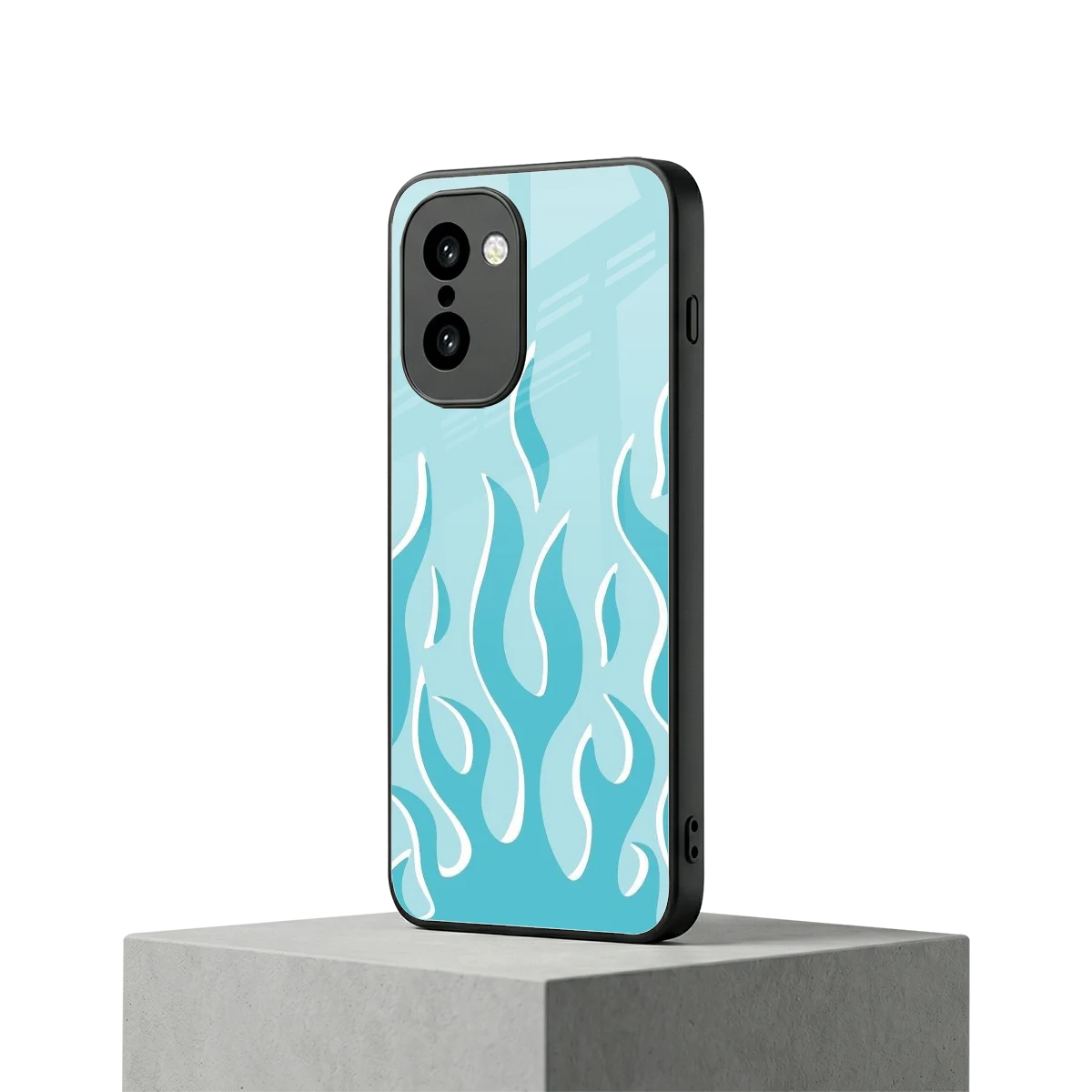 Y2K Retro Blue Flames oneplus 15r mobile cover | shockproof glass phone case