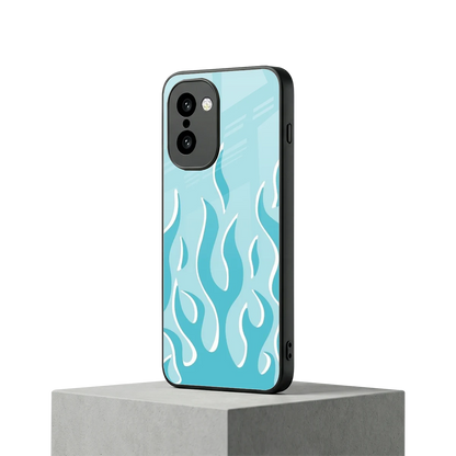 Y2K Retro Blue Flames oneplus 15r mobile cover | shockproof glass phone case