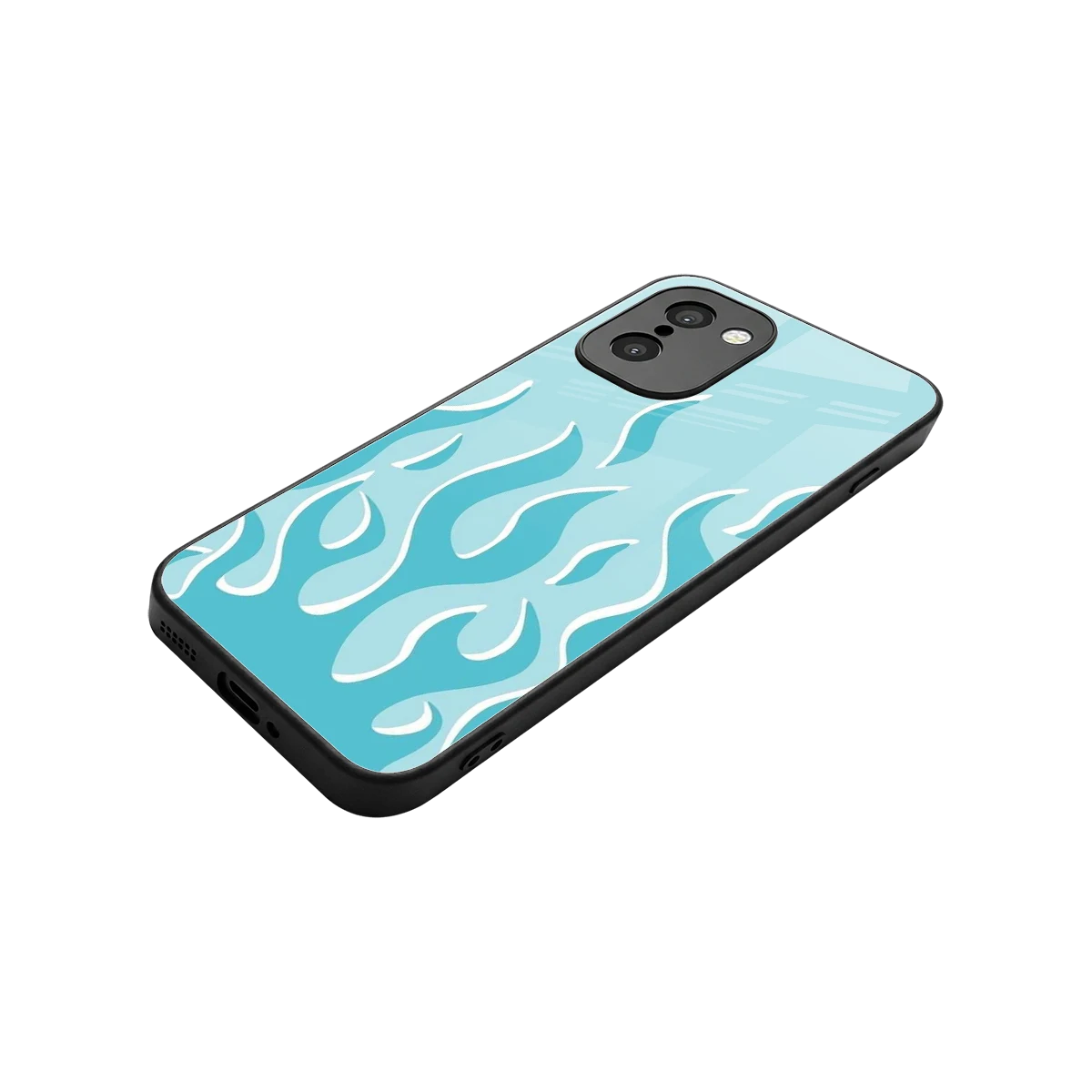 Y2K Retro Blue Flames stylish phone case for oneplus 15r | glossy glass and slim fit